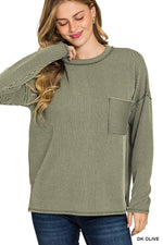 Ribbed Knit Drop-Shoulder Top in Seven Colors