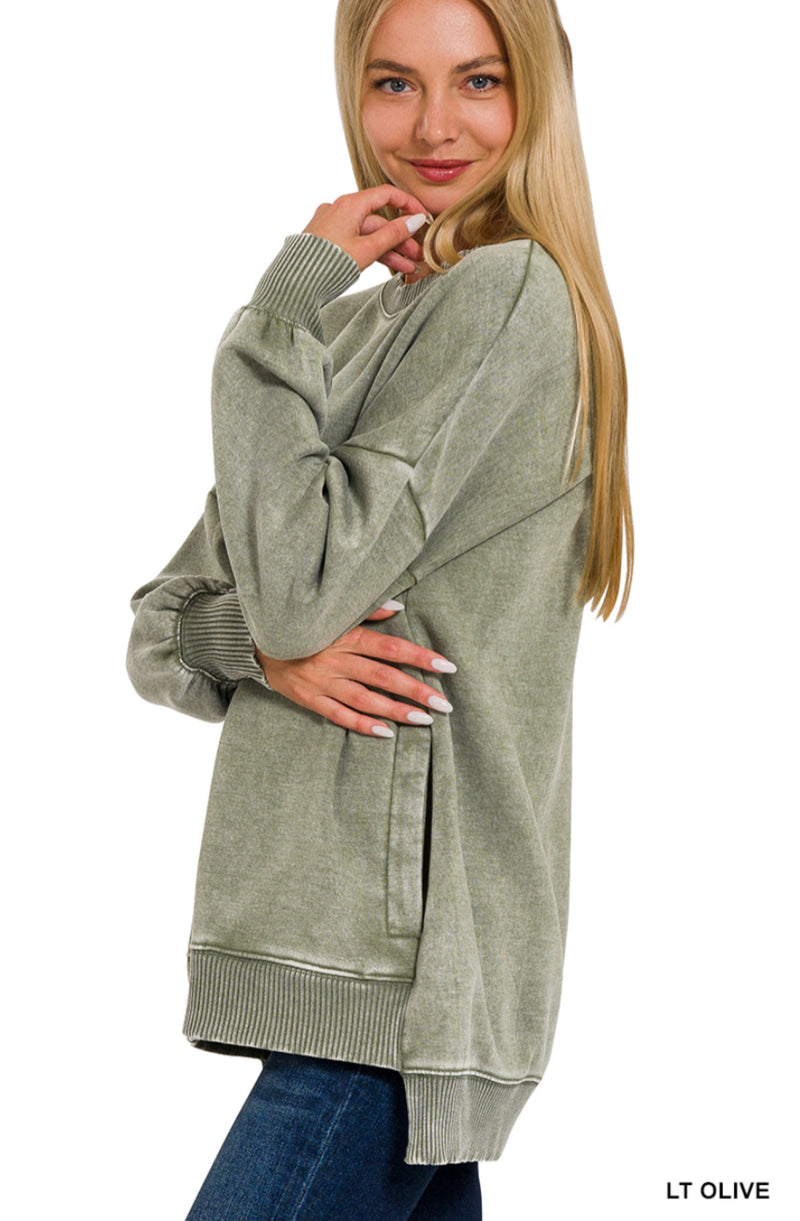 Acid -Washed Hi-Low Sweatshirt-New Colors!