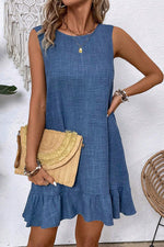 Lineny Shift Dress with Tie Back