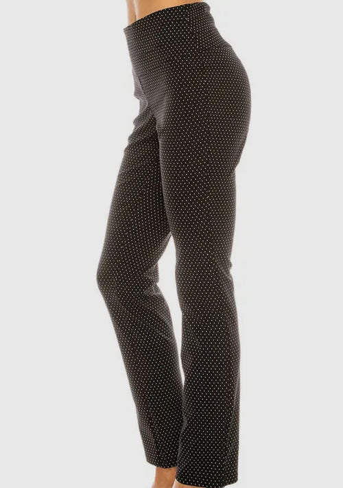 High-Waist Straight-Leg White Dot Printed Pants S-XXL