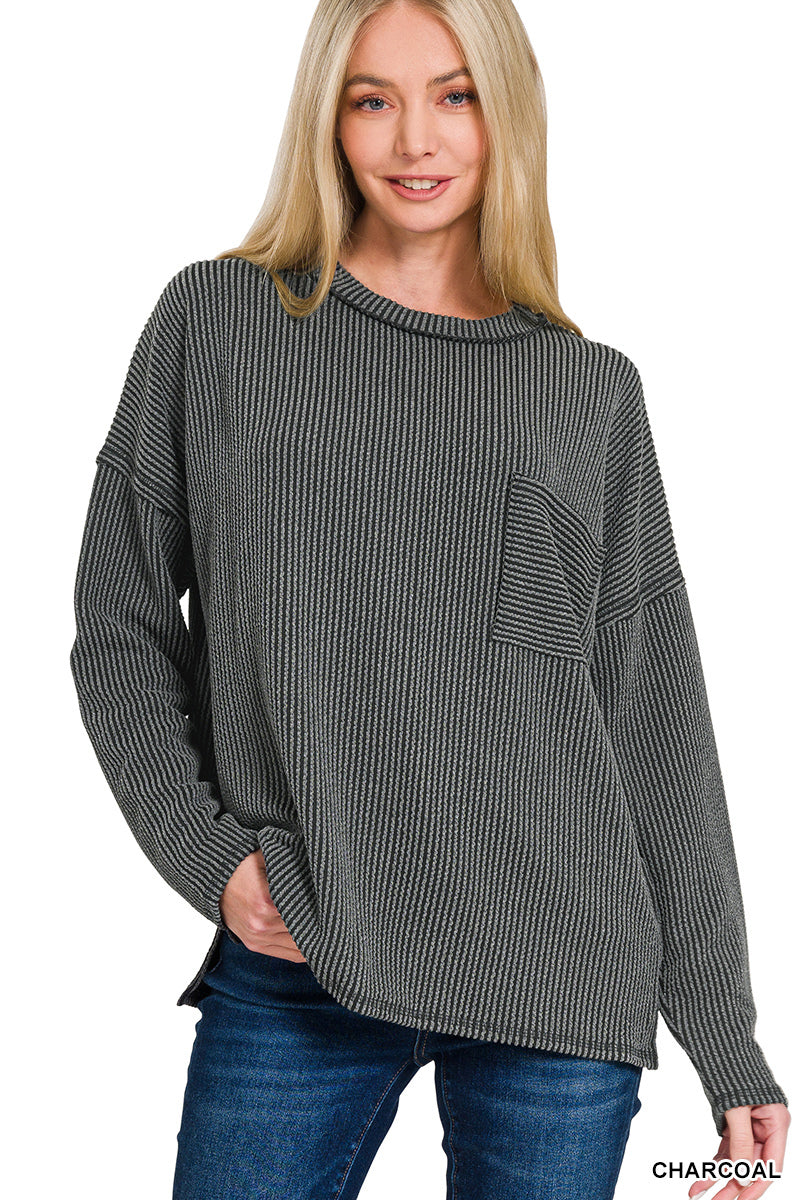 Ribbed Knit Drop-Shoulder Top in Seven Colors
