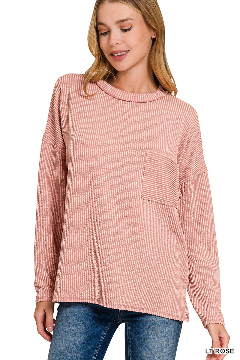Ribbed Knit Drop-Shoulder Top in Seven Colors