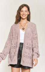 Loose Knit Cardigan in Purple and in Sand