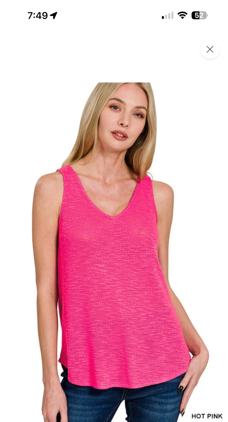 V Neck Lightweight Slub Tank