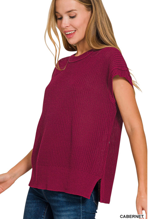 Burgundy Oversized Crew Neck Sweater