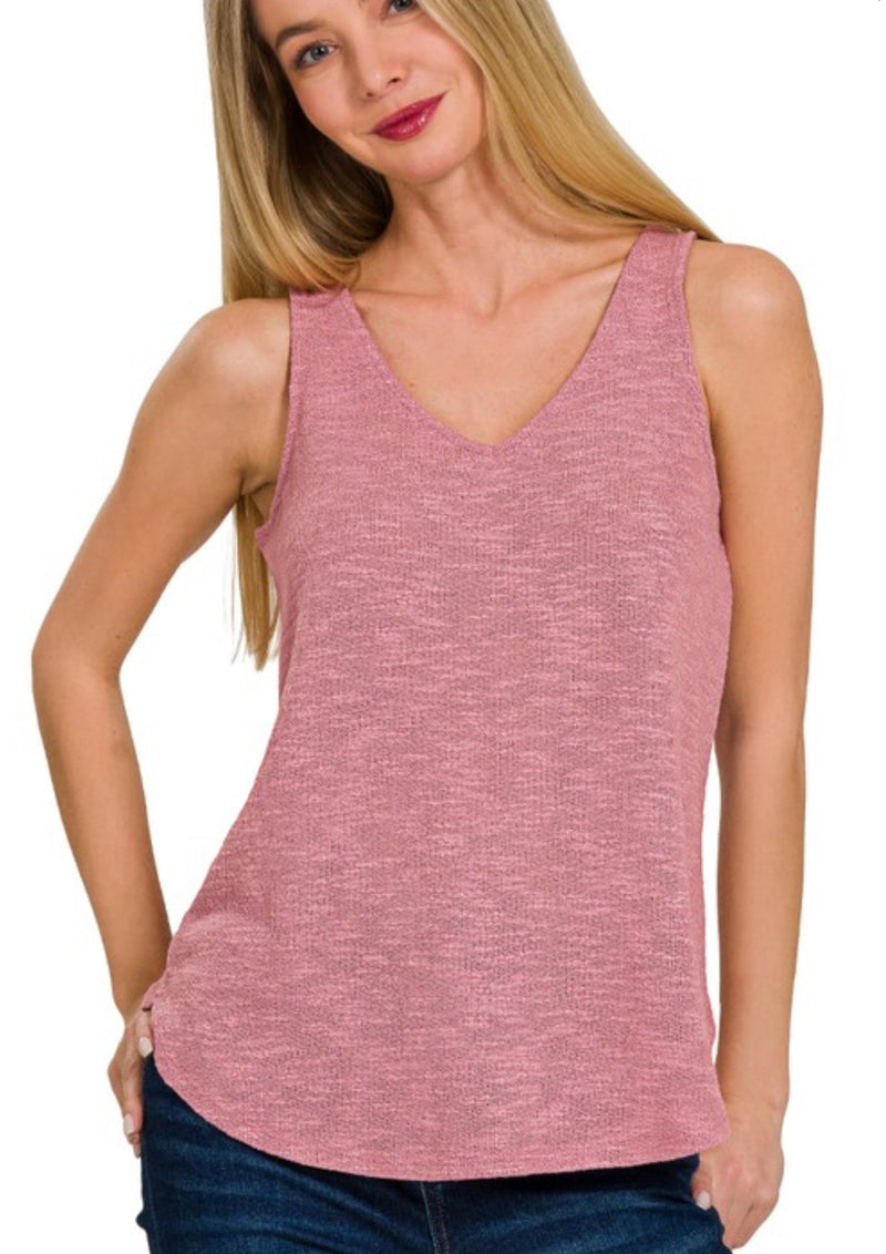 V Neck Lightweight Slub Tank