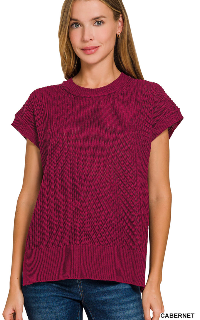 Burgundy Oversized Crew Neck Sweater