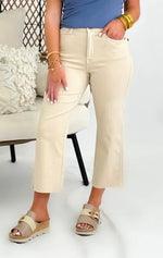 Judy Blue Bone Garment Dyed Wide Leg Cropped Jeans