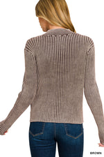 Chunky Ribbed Knit Zippered Cardigan in Black or Brown