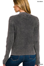 Chunky Ribbed Knit Zippered Cardigan in Black or Brown
