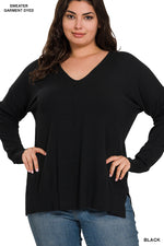 Center Seam V-Neck Sweaters in Plus