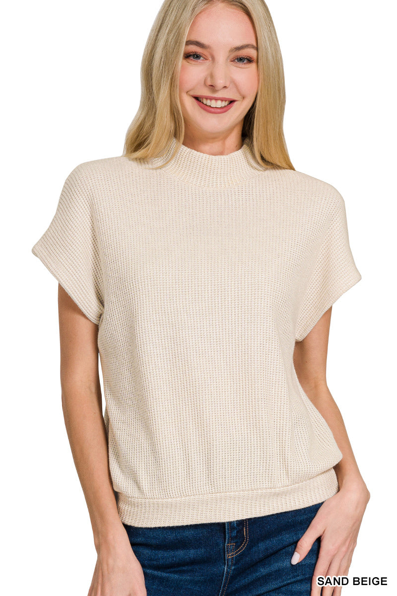Mock Neck Beige Sweater