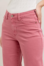 Judy Blue Rose Wide Leg Raw Hem Crop Jeans