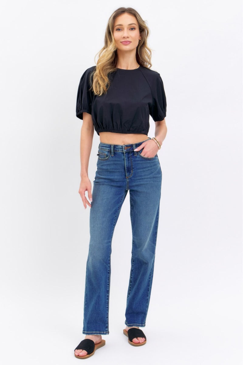 Judy Blue High Waist Straight Fit Dark Wash Jeans