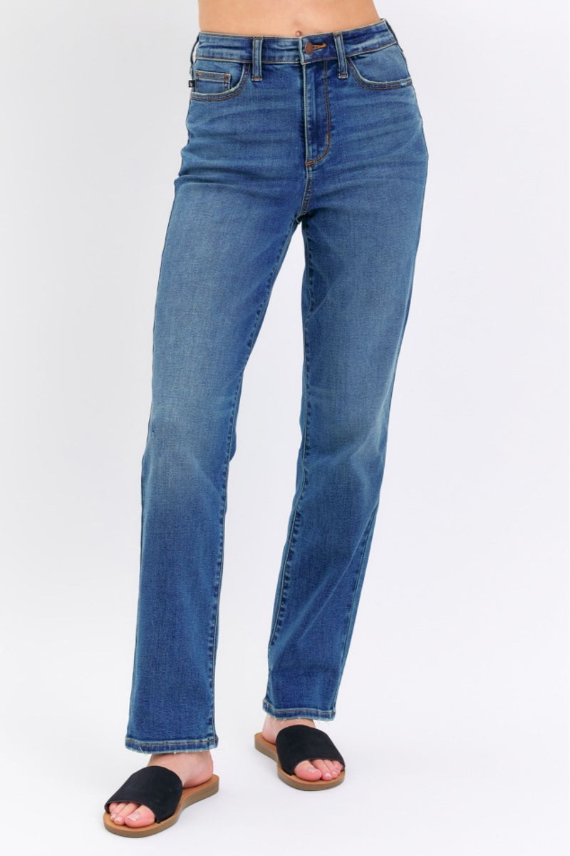 Judy Blue High Waist Straight Fit Dark Wash Jeans
