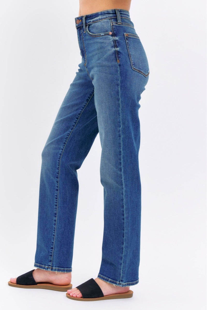 Judy Blue High Waist Straight Fit Dark Wash Jeans