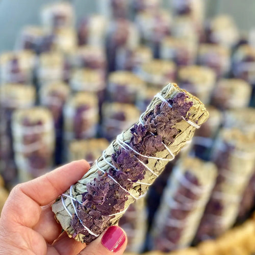 White Sage w/ Lavender Flowers Smudge Sticks