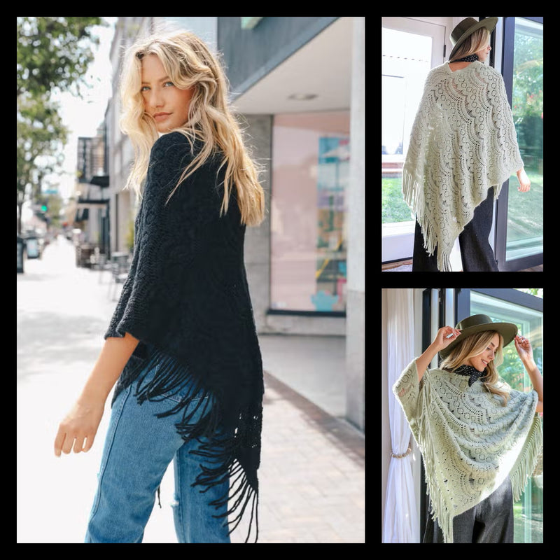 Scalloped Knit Poncho
