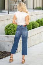 Judy Blue Wide Crop High Waist Embroidered Pocket Jeans