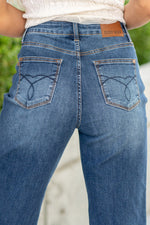 Judy Blue Wide Crop High Waist Embroidered Pocket Jeans