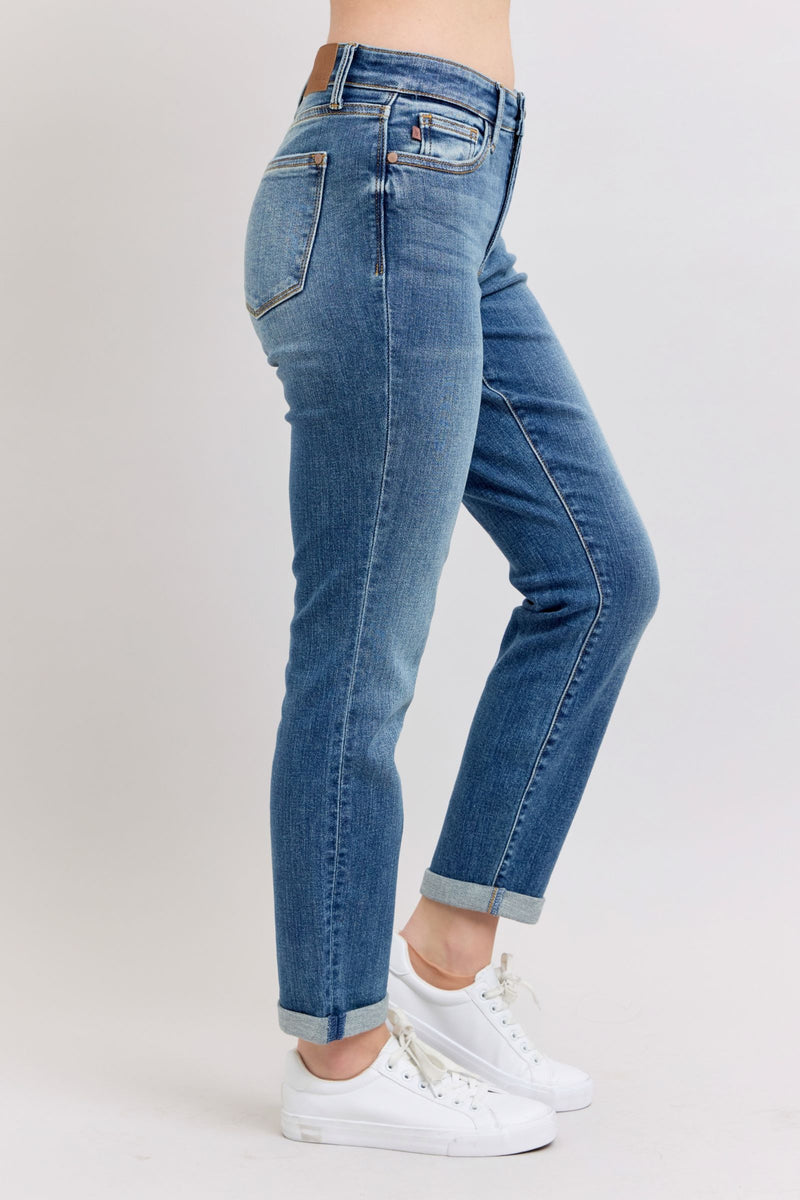 Judy Blue Mid Rise Vintage Wash Boyfriend Jeans