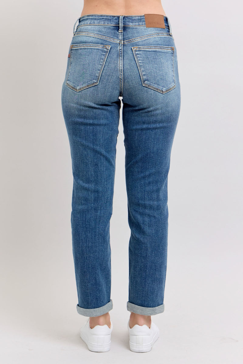 Judy Blue Mid Rise Vintage Wash Boyfriend Jeans