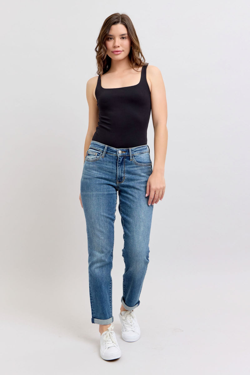 Judy Blue Mid Rise Vintage Wash Boyfriend Jeans