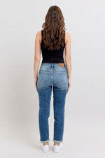 Judy Blue Mid Rise Vintage Wash Boyfriend Jeans