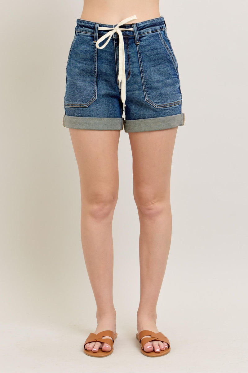Judy Blue Jogger  Jean Shorts in White, Dark and Light Washed Denim