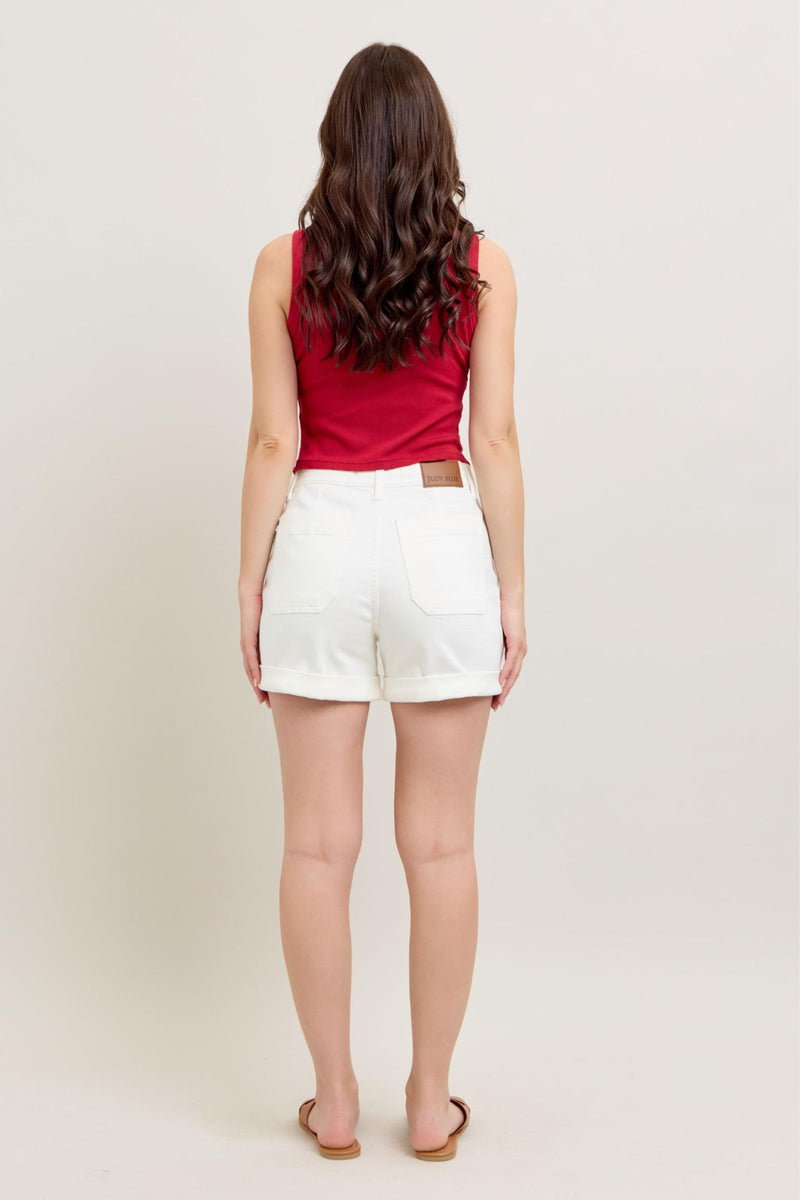 Judy Blue Jogger  Jean Shorts in White, Dark and Light Washed Denim