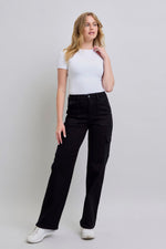 Judy Blue High Waist Cargo Wide Leg Straight Jeans