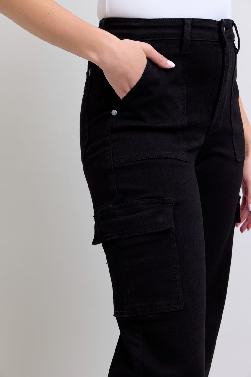 Judy Blue High Waist Cargo Wide Leg Straight Jeans