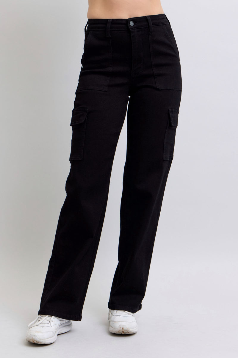 Judy Blue High Waist Cargo Wide Leg Straight Jeans