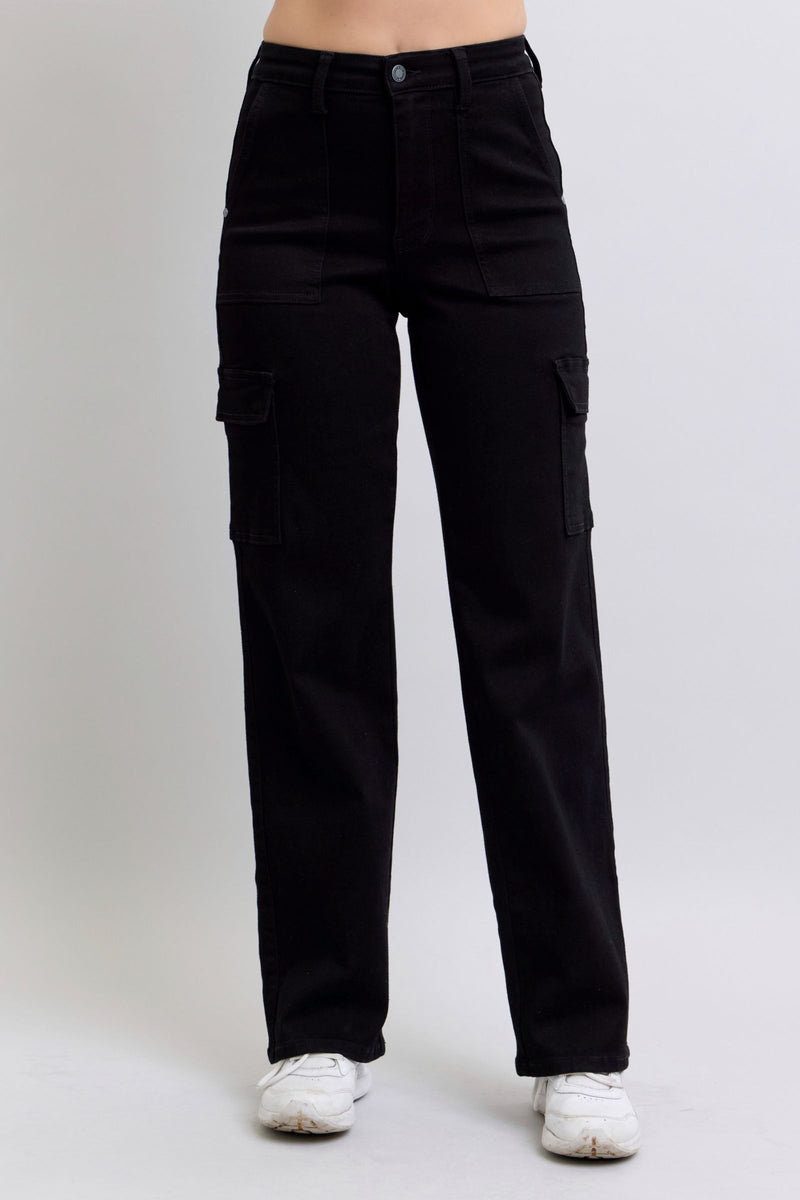 Judy Blue High Waist Cargo Wide Leg Straight Jeans