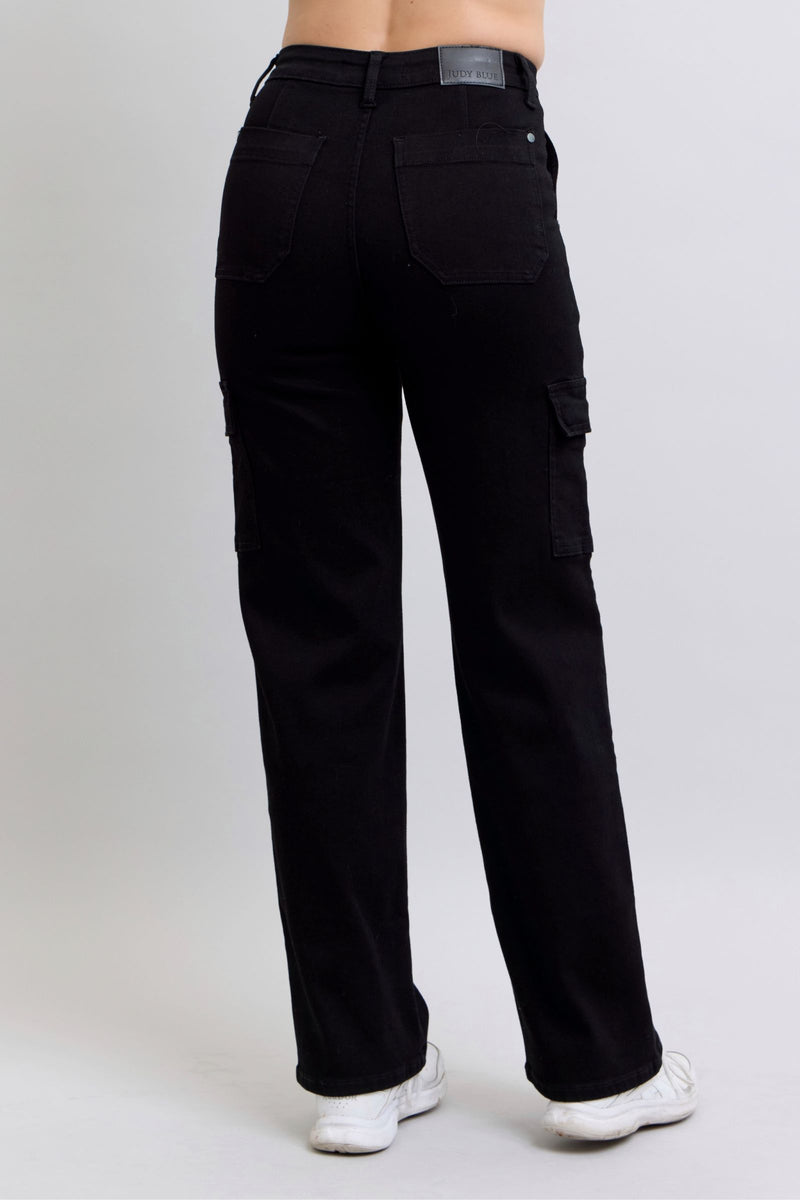 Judy Blue High Waist Cargo Wide Leg Straight Jeans
