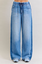 Judy Blue High Waist Wilhemina Elastic Waistband & Side Panel Denim Jeans