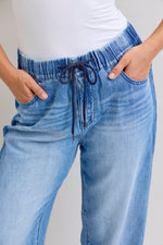 Judy Blue High Waist Wilhemina Elastic Waistband & Side Panel Denim Jeans