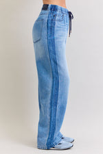 Judy Blue High Waist Wilhemina Elastic Waistband & Side Panel Denim Jeans