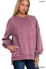 Acid -Washed Hi-Low Sweatshirt-New Colors!