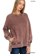 Acid -Washed Hi-Low Sweatshirt-New Colors!