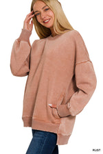 Acid -Washed Hi-Low Sweatshirt-New Colors!