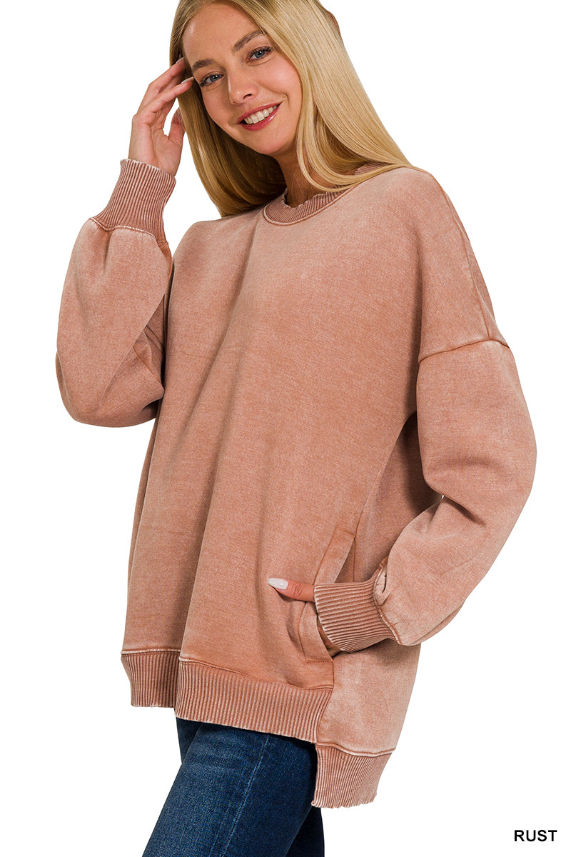 Acid -Washed Hi-Low Sweatshirt-New Colors!