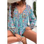 Teal Tassel Boho Blouse