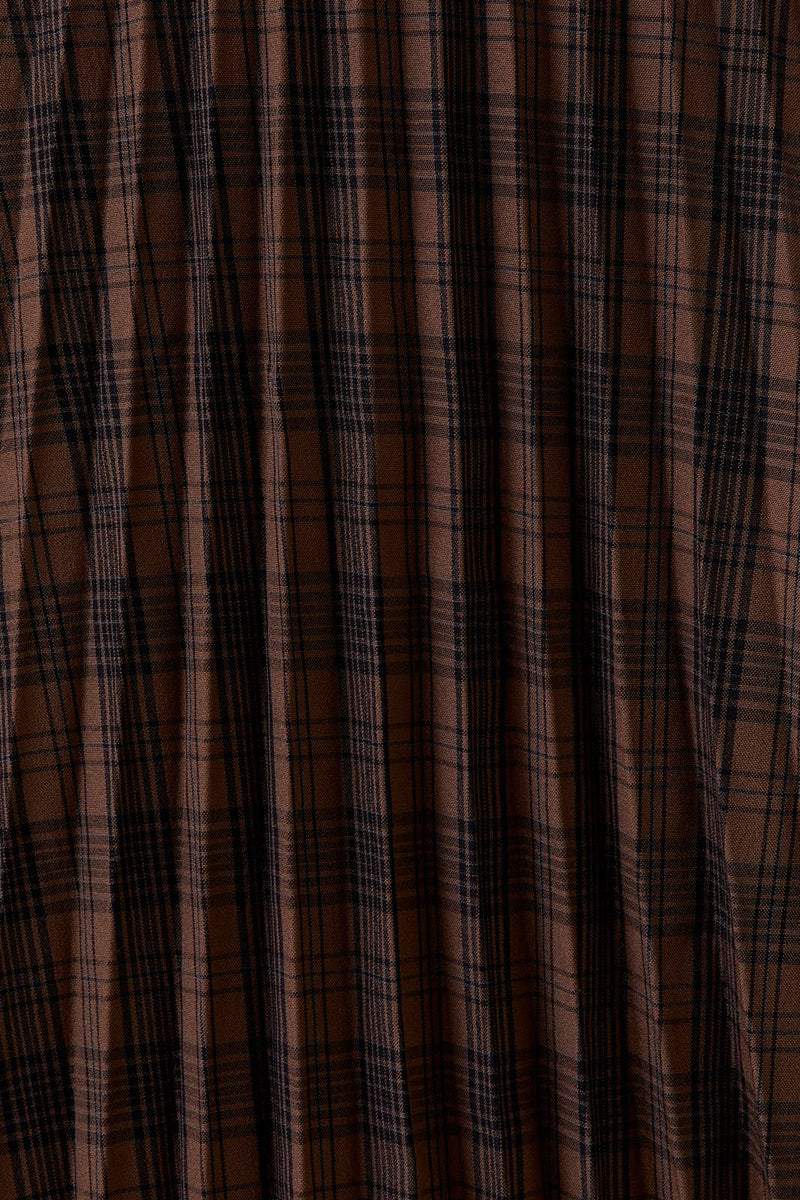 Plaid Pleated Midi Skirt