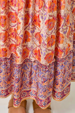 Border Print Tiered Long Skirt