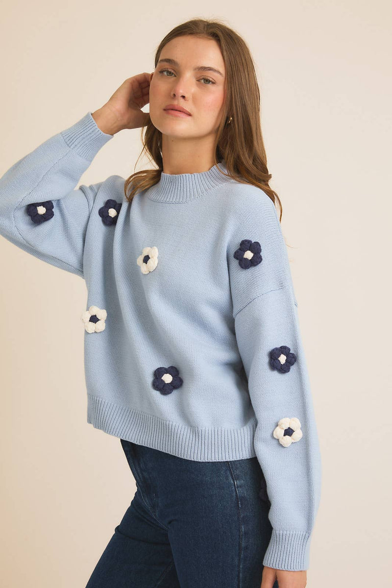 Baby Blue Flower Sweater