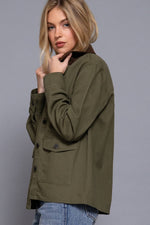 Corduroy Collar Cotton Twill Jacket