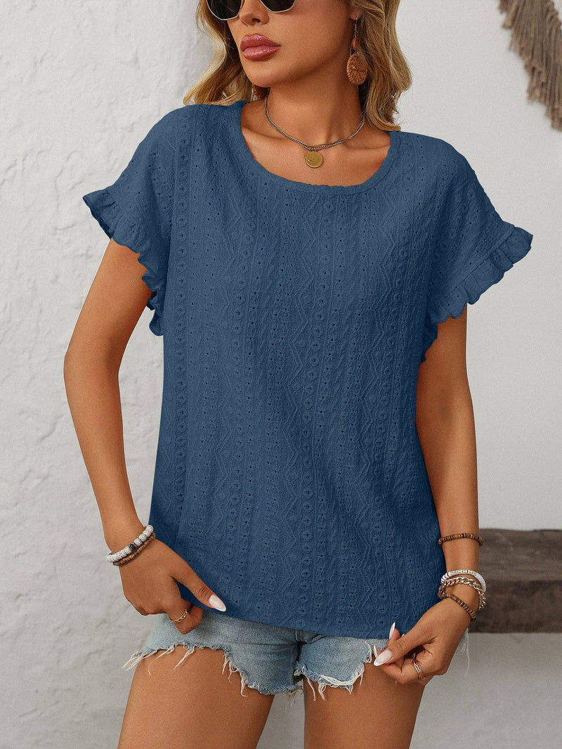 Deep Blue Sea Eyelet Blouse
