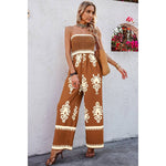 Tan Geo Print Jumpsuit