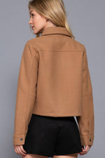 Soft Patch Pocket Snap Jacket in Camel or Black
